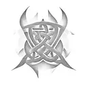 masculibe initials A and J in celtic font inside of a tribal trinity knot  tattoo design idea