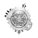 Incorporate intricate mechanical gears and pistons into a biomechanical arm design tattoo design idea
