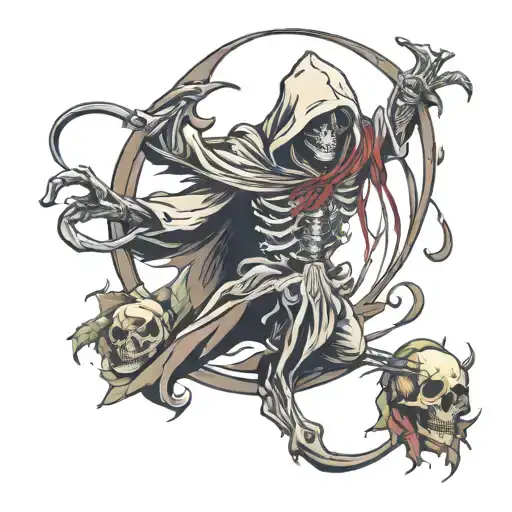 Reaper taking a soul leaving the body tattoo design idea