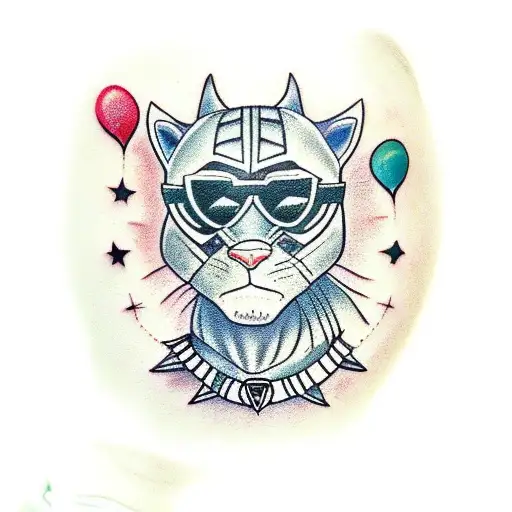 a black panther with sunglasses  tattoo design idea