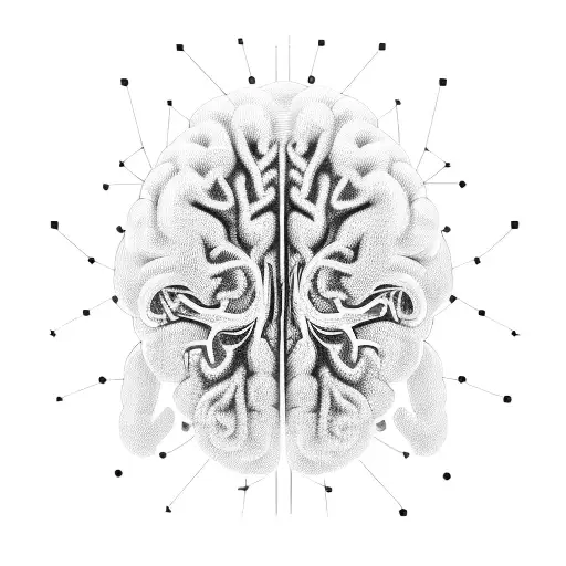 AI-powered brain with neural network connections tattoo design idea