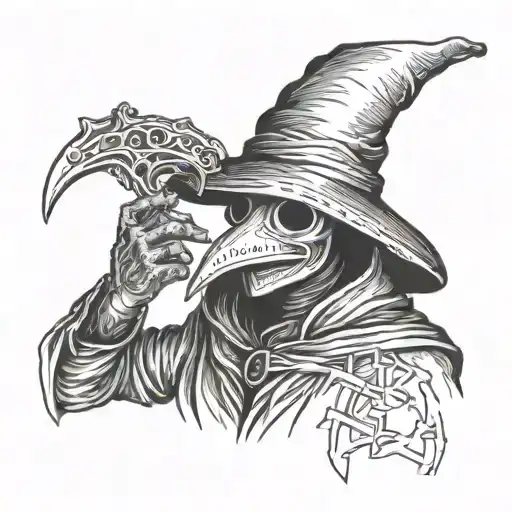 Plague Doctor performing alchemy tattoo design idea