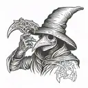 Plague Doctor performing alchemy tattoo design idea
