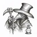 Plague Doctor performing alchemy tattoo design idea