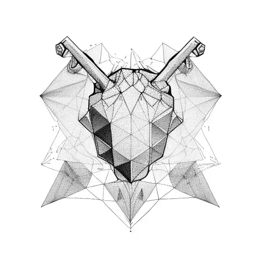 real heart low polygon tattoo design idea