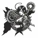 Ada Wong character with a mechanical snake intertwined around her tattoo design idea