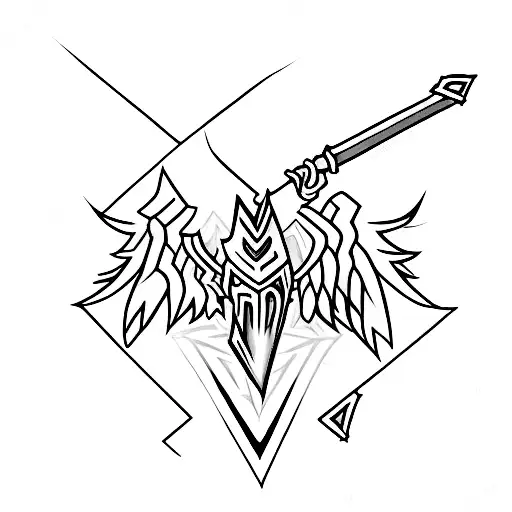 lightning behind sword tattoo design idea