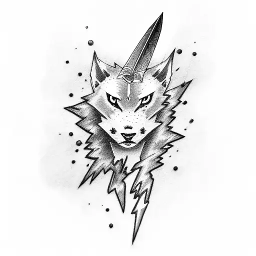 lightning and sword tattoo design idea