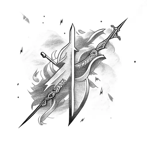 lightning behind sword tattoo design idea