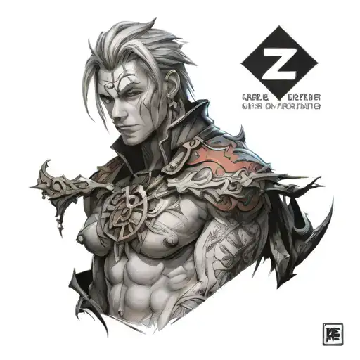 Incorporate iconic symbols from Malinger Z into a realism tattoo of a character from a favorite anime series tattoo design idea
