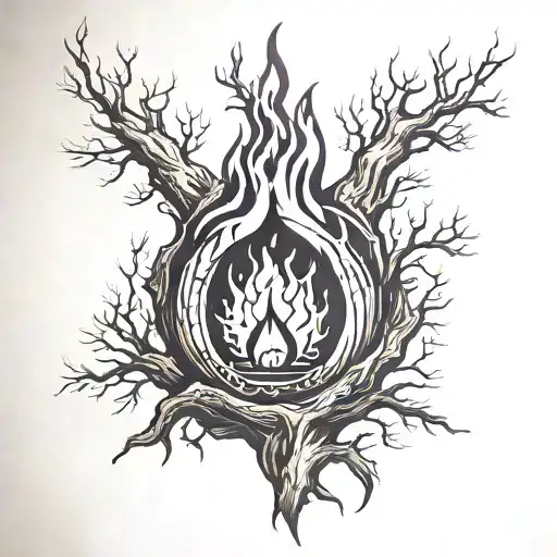 dry trees calcifer tattoo design idea
