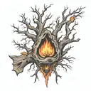 dry trees calcifer tattoo design idea