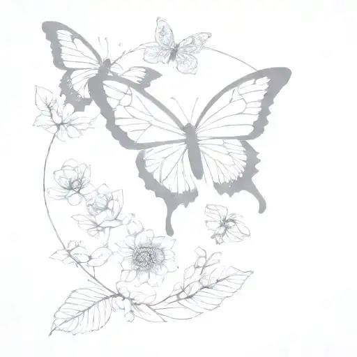 dainty, flowers, nature, mandela, butterfly tattoo design idea