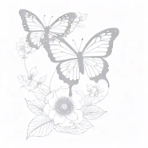 dainty, flowers, nature, mandela, butterfly tattoo design idea