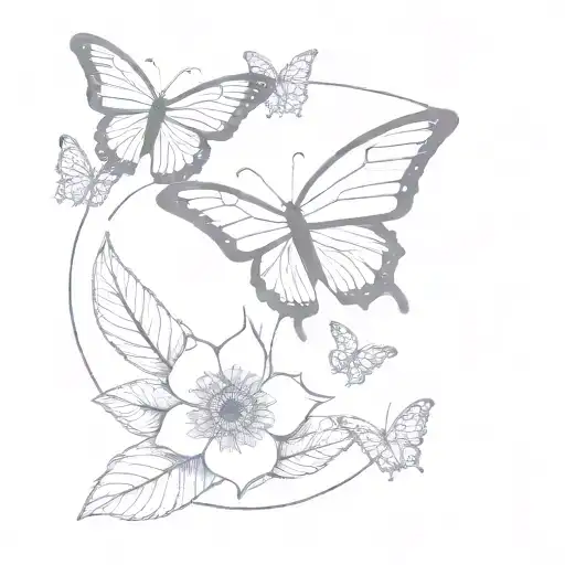 dainty, flowers, nature, mandela, butterfly tattoo design idea