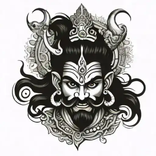raavan 10head worshipping shiv ji tattoo design idea