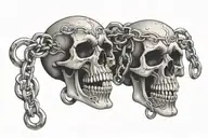 skull chain links tattoo design idea