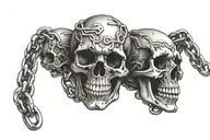 skull chain links tattoo design idea
