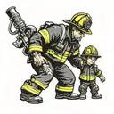 firefighter holding child's hand  tattoo design idea