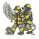 firefighter holding child's hand  tattoo design idea