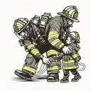 firefighter holding child's hand  tattoo design idea