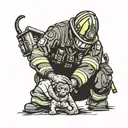 firefighter holding child's hand  tattoo design idea