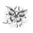 Flower snake butterfly tattoo design idea