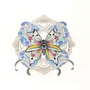Flower snake butterfly tattoo design idea