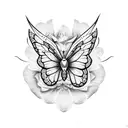 Flower with Butterflies and a snake tattoo design idea