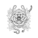 Flower with Butterflies and a snake tattoo design idea