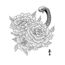 Flower with Butterflies and a snake tattoo design idea