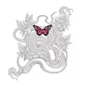 Flower with Butterflies and a snake tattoo design idea