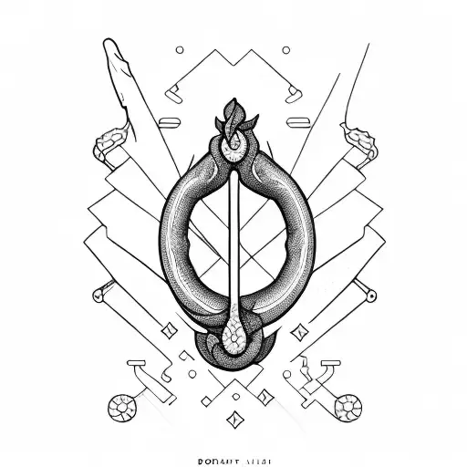 black line banana with potassium symbol "k" tattoo design idea