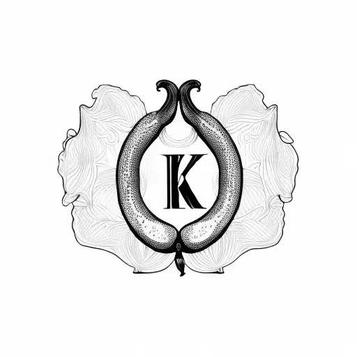  banana fruit with potassium symbol "k" tattoo design idea