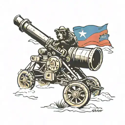 Come and take it cannon killing the California flag bear tattoo design idea