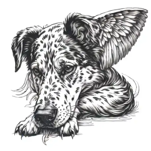 dog rememberance with wings tattoo design idea