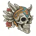Mexican Aztec skull tattoo design idea