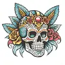 Mexican Aztec skull tattoo design idea