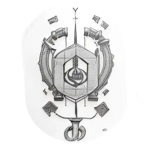 A minimalist tattoo of a weight plate with Greek symbols inscribed on it, symbolizing the client's passion for lifting and Greek mythology. tattoo design idea