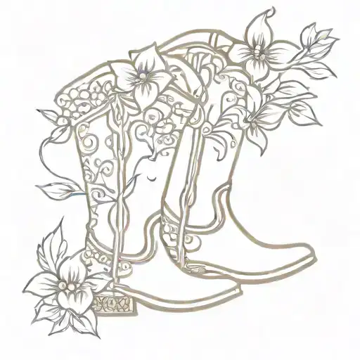 cowboy boots with flowers  tattoo design idea