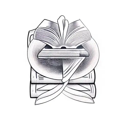 A realistic tattoo of a chef's knife and a book intertwined with swimming goggles tattoo design idea