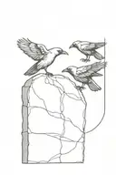 crows holding hands on a gravestone tattoo design idea