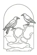 crows holding hands on a gravestone tattoo design idea