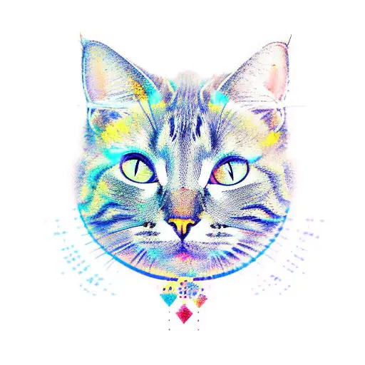 Cat with honeycomb tattoo design idea