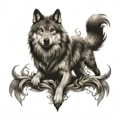 Wolf & Phoenix  tattoo design idea