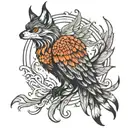 phoenix with wolf  tattoo design idea