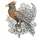 phoenix with wolf  tattoo design idea