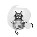 cat drinking milk tattoo design idea