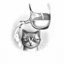 cat drinking milk tattoo design idea