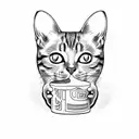 cat drinking milk carton tattoo design idea